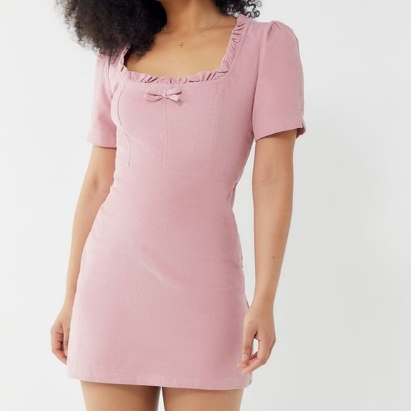 Urban Outfitters Dresses & Skirts - UO corduroy pink square neck mini dress